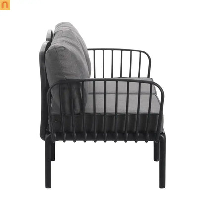 Outdoor Conversation Set Plastic Black Gray Cushion 3 Piece Seats 2