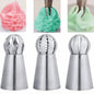 3-Pieces: Russian Stainless Steel Tips Tulip Sphere Whip Cream Buttercream Icing Piping Nozzles