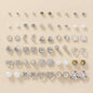 30-Pairs: Alloy Full Rhinestones Love Round Faux Pearl Letter Stud Earrings Set