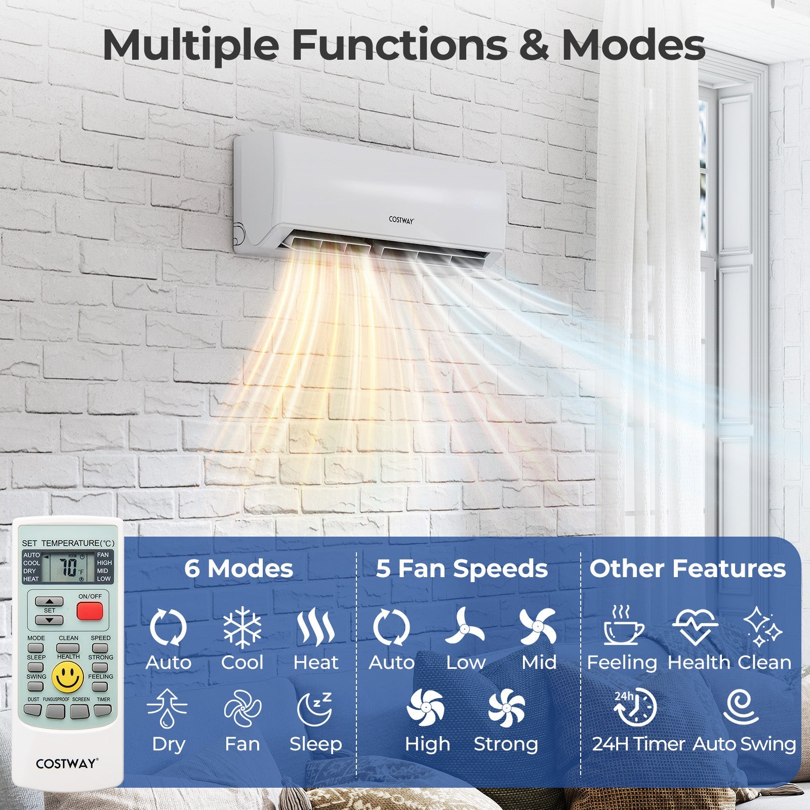 30000 BTU 4 Zone 23 SEER2 Mini Split Air Conditioner Wifi Enabled with Heat Pump