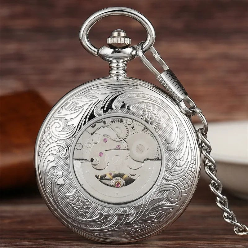 Antique-style Silver Open-lid Magnifying Glass With Fully Automatic Design
