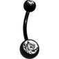 Black Double Gem Anodized Titanium Belly Ring