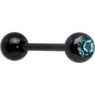 14G Zircon Blue Gem Black Anodized Titanium Barbell Tongue Ring
