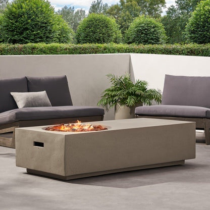 Rectangle 14.75 in MGO Fire Pit 50,000 BTU Light Grey (Tank Cover Not Included)