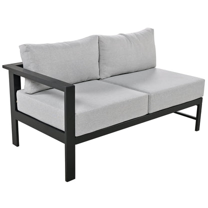 Outdoor Sectional Set Iron Gray U-Shape Seats 5 to 6 5.9 In Cushion