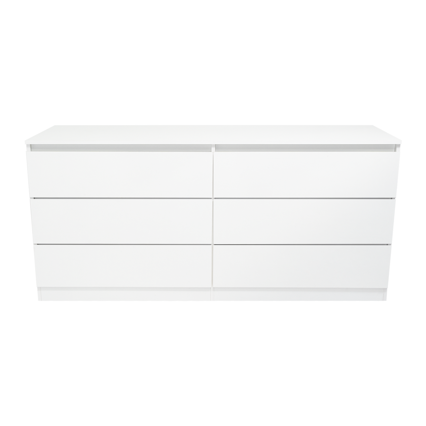 Dresser Minimalist Set of 2 6-Drawer White Particle Board Metal Legs 60.4 In