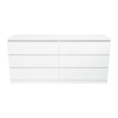 Dresser Minimalist Set of 2 6-Drawer White Particle Board Metal Legs 60.4 In