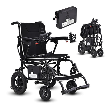 Wheelchair Electric Foldable Aluminum 264 LB 36 LB 180W Dual Motor LED Lights