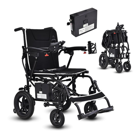 Wheelchair Electric Foldable Aluminum 264 LB 36 LB 180W Dual Motor LED Lights