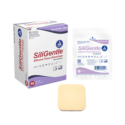 Dynarex SiliGentle - Non-Adhesive Silicone Foam Dressing, 10ea/bx, 12bxs/cs (120 Count)