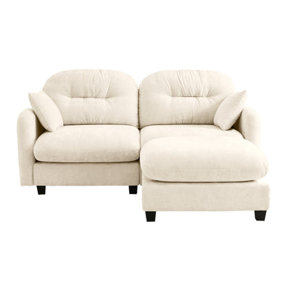 Sectional Sofa L-Shape Modular Chenille Beige Cloud Style with Ottoman