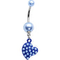 Blue Faux Pearl Heart Dangle Belly Ring