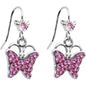 Perfect Pink Crystal Fluttering Butterfly Drop Earrings