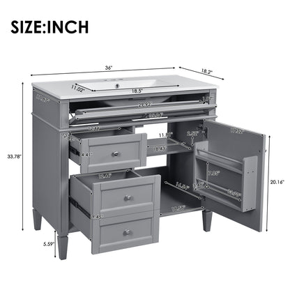 Bathroom Vanity With Top Sink, 2 Drawers And Tip Out Drawer