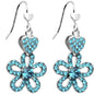 Illustrious Aqua Crystal Heart and Posy Flower Earrings