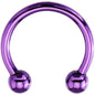 14G 1/2 Purple Electroplate Horseshoe Circular Barbell