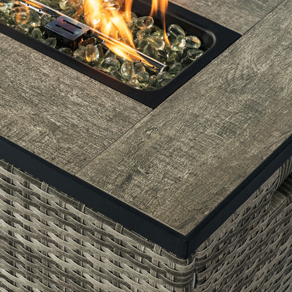 32' Propane Gas Fire Pit Table with Propane Tank Cover, 50000 BTU Rectangular