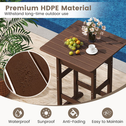 30 Inch Square Bar Table Dining Table with Slatted Tabletop for Poolside