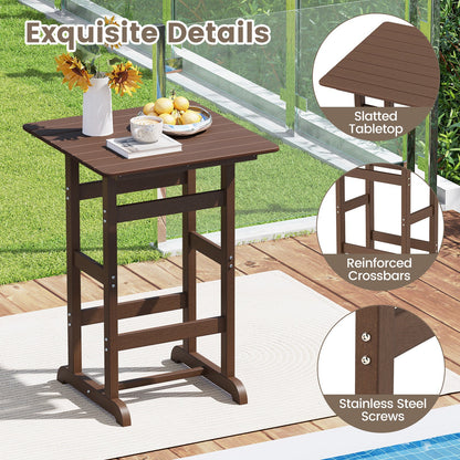 30 Inch Square Bar Table Dining Table with Slatted Tabletop for Poolside
