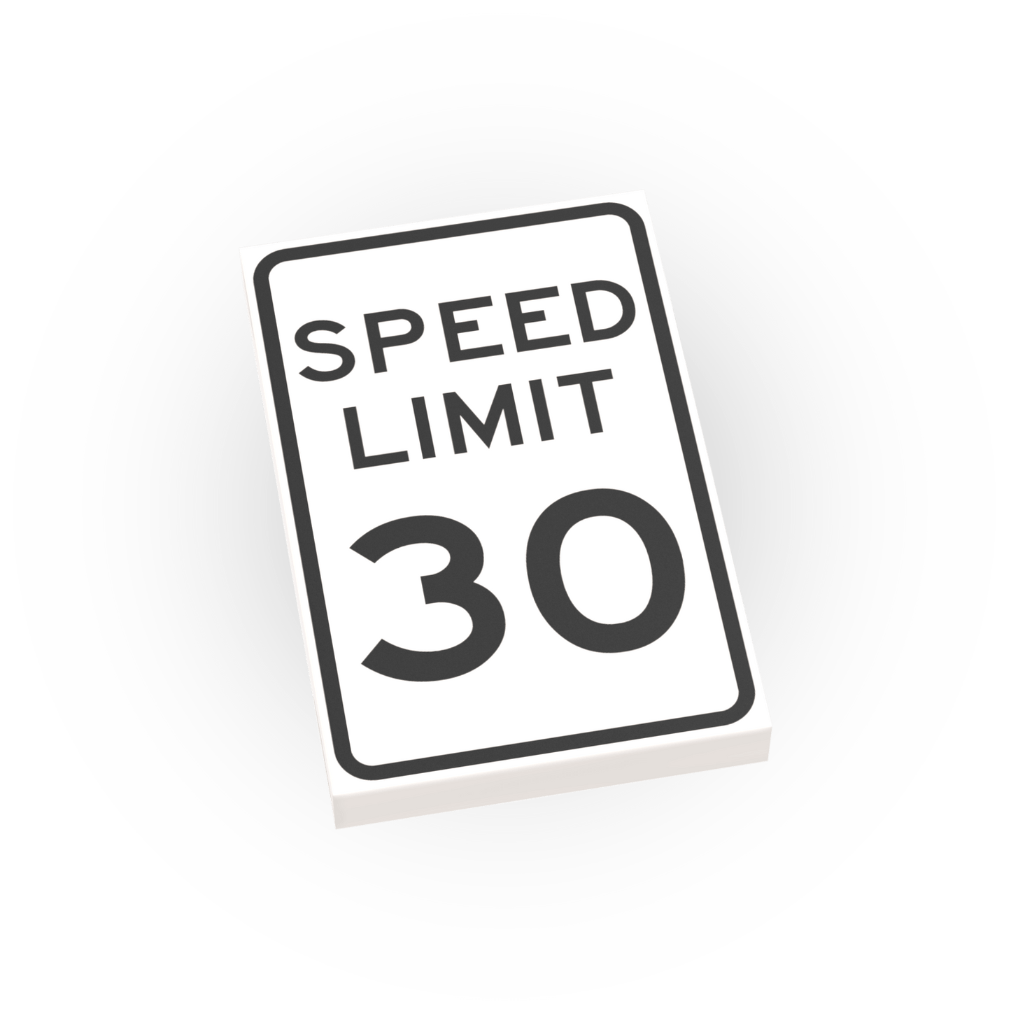 30 MPH Speed Limit Street Sign - Custom Printed 2x3 Tile - Made Using LEGO® Parts