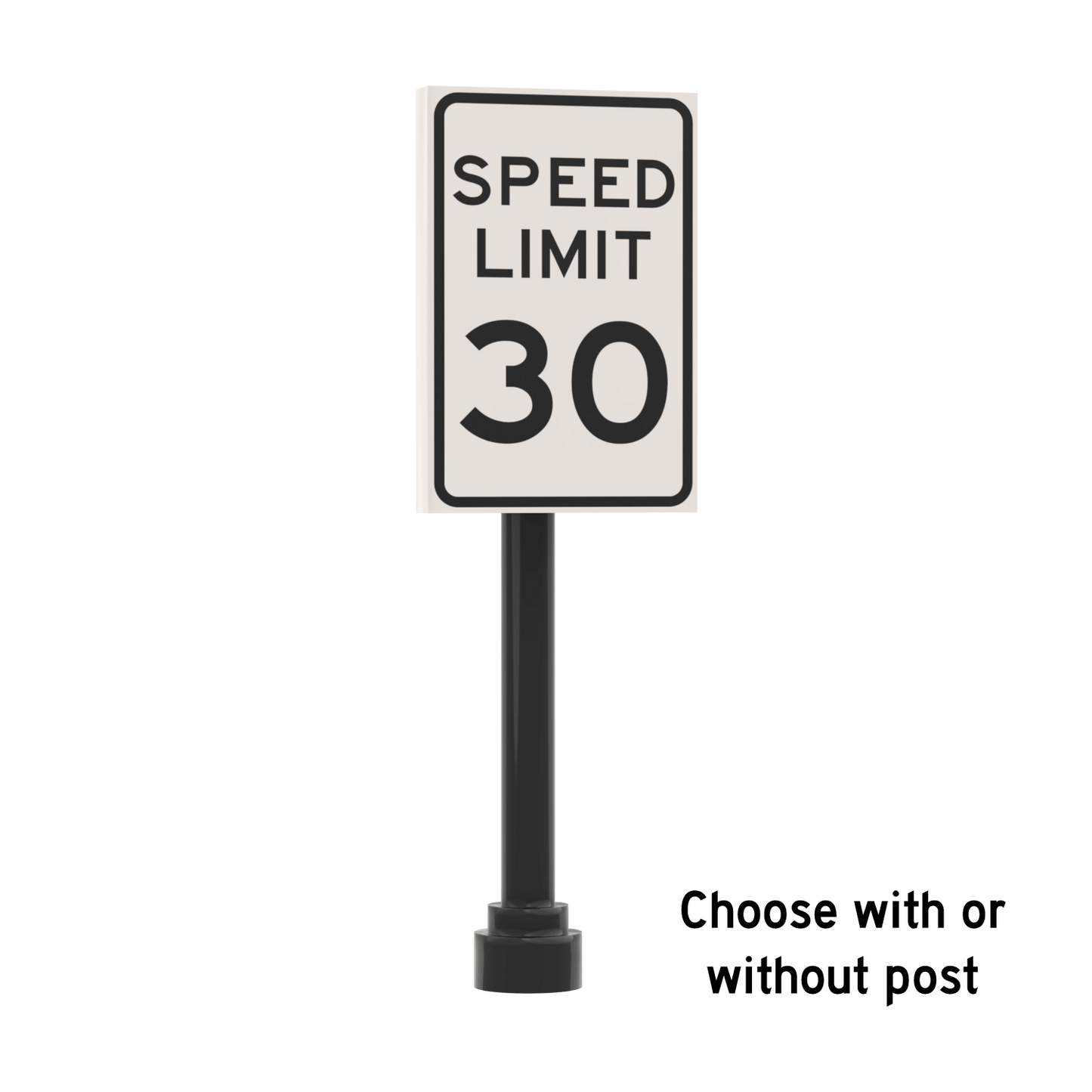 30 MPH Speed Limit Street Sign - Custom Printed 2x3 Tile - Made Using LEGO® Parts
