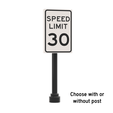 30 MPH Speed Limit Street Sign - Custom Printed 2x3 Tile - Made Using LEGO® Parts
