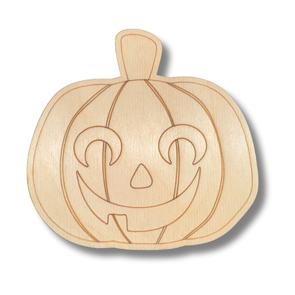 Unfinished Wood Etched Jack o' Lantern Shape | Paint By Line Crafts | up to 30" DIY