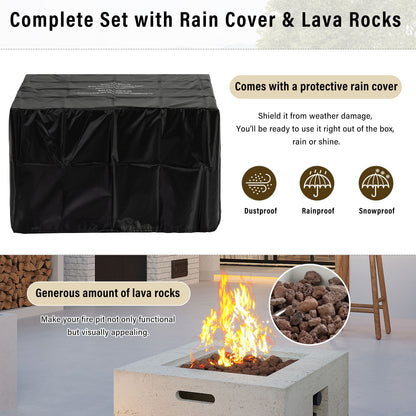 Propane Fire Pit Square MGO 40000 BTU 24" with Side Table Cover