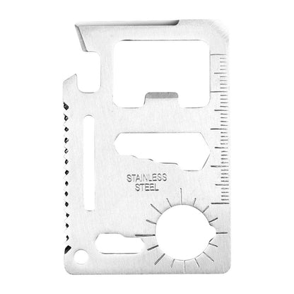 11 In 1 Stainless Steel Multi-tool Credit Card Wallet Portable Survival Pocket Tool Beer Can Opener Knife Fruit Peeler Wrench Saw Blade