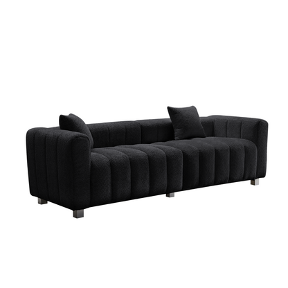 Sofa Modular Velvet Teddy Black 3 Seat Metal Legs 87 In 750 LB