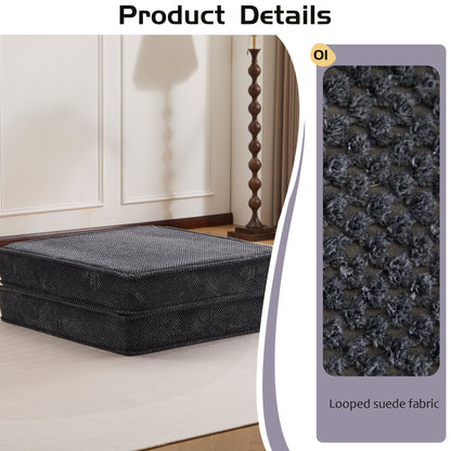 Floor Seat Modular Circle Fleece Dark Gray Ottoman 39 In