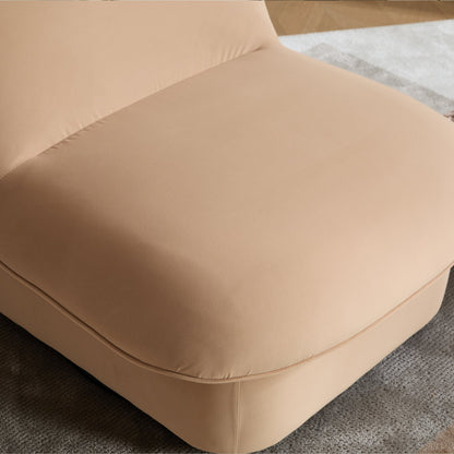 Swivel Accent Chair 360 Degree Khaki Pumpkin-Shape Foam Spring Metal Base