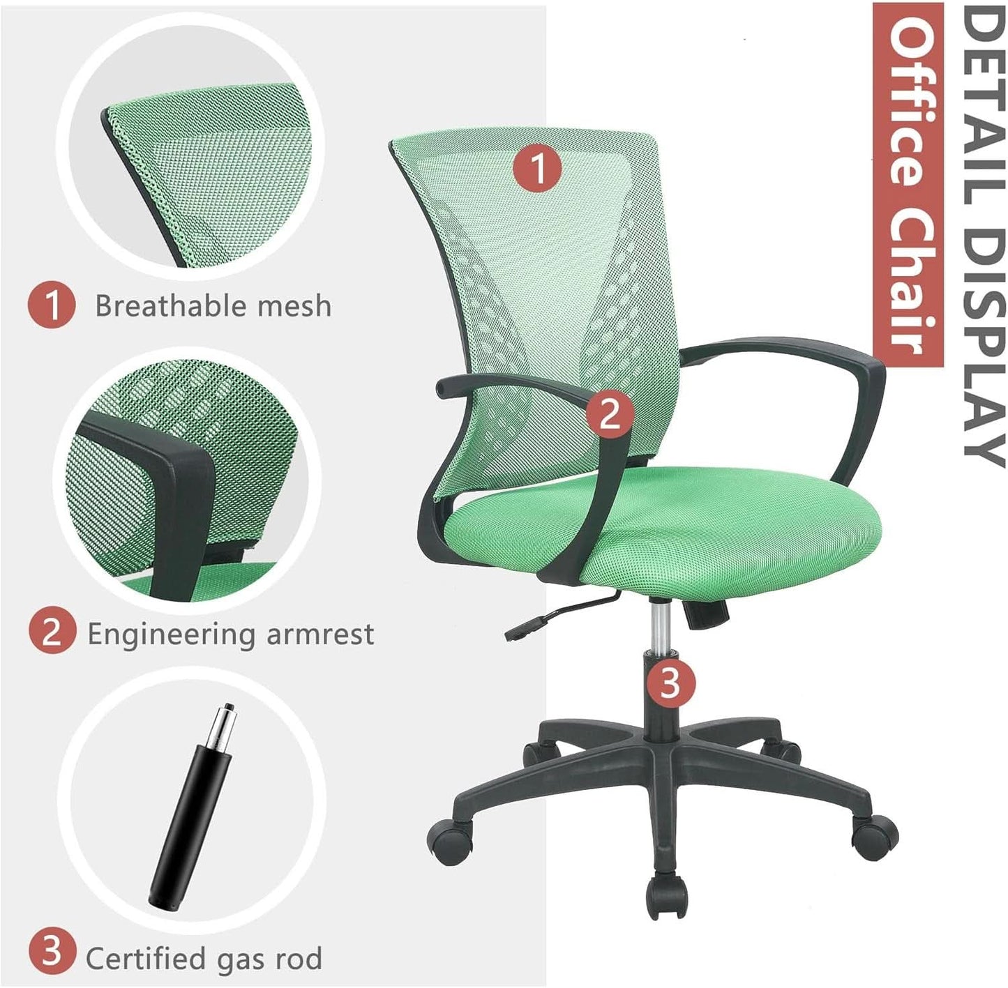 Green Ergonomic Mesh Office Gaming Chair With Lumbar Support