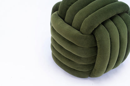 Chenille Knot Design Ottoman Makeup Stool Footstool, Green