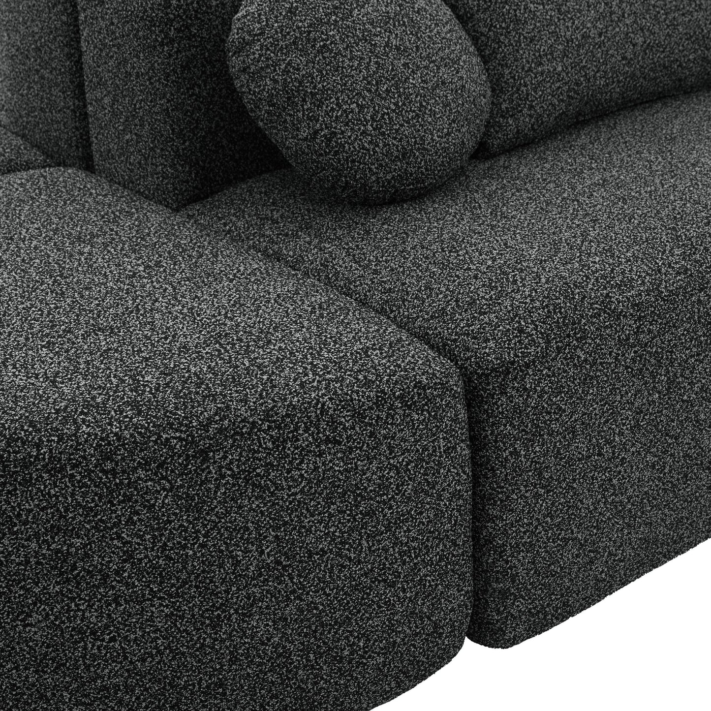 Sectional Sofa U-Shape Modular Boucle Black 6-Seat Deep Seating 114.9x64.5 In