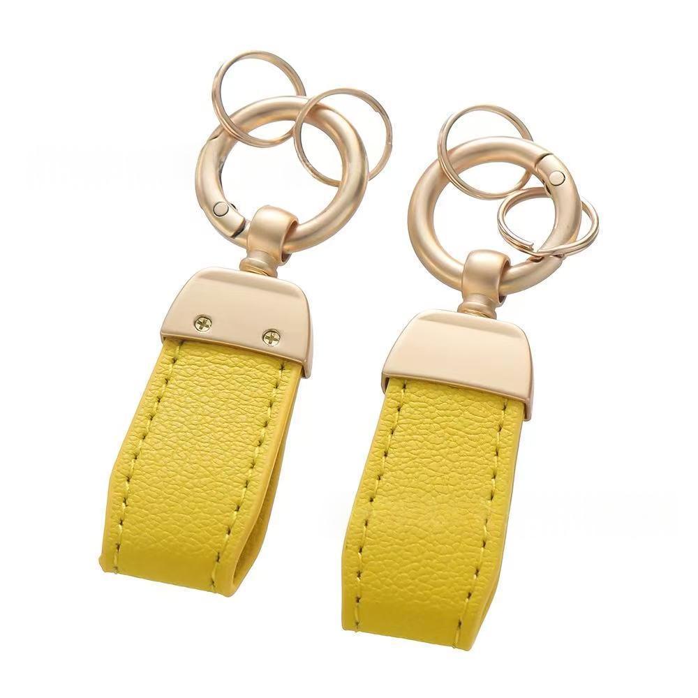 Solid-color Mini Goat-skin Leather Keychain