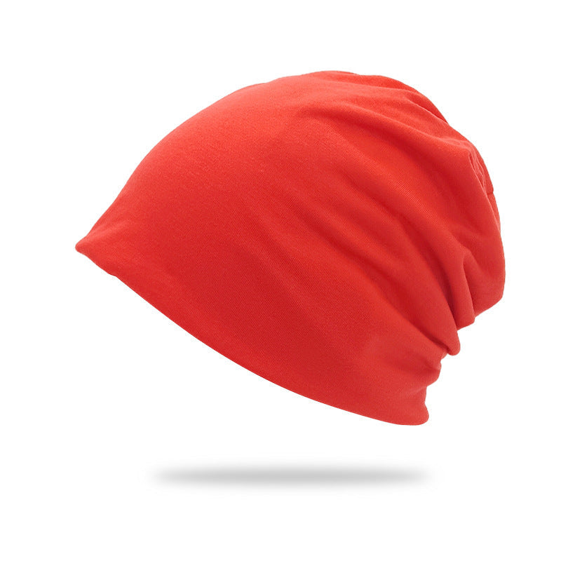 Solid-color Double-layer Pullover Beanie Thin Style
