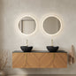 60' Bathroom Vanity with Sinks, Floating Plywood 4 Doors Black Bowl Ceramic Basins