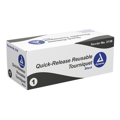 Dynarex Quick-Release Reusable Tourniquet, Black, 100ea/cs (100 Count)