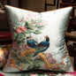 Embroidered Magpies Silk‑Like Pillowcase – Asian Home Decor 18" × 18"