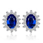 JewelryPalace Princess Diana Kate Middleton Class Gemstone Birthstone Cleated Sapphire Simulated Emerald Stud Earrings for Women 14k Gold Plated 925 Sterling Silver Earrings for Women Earings Set