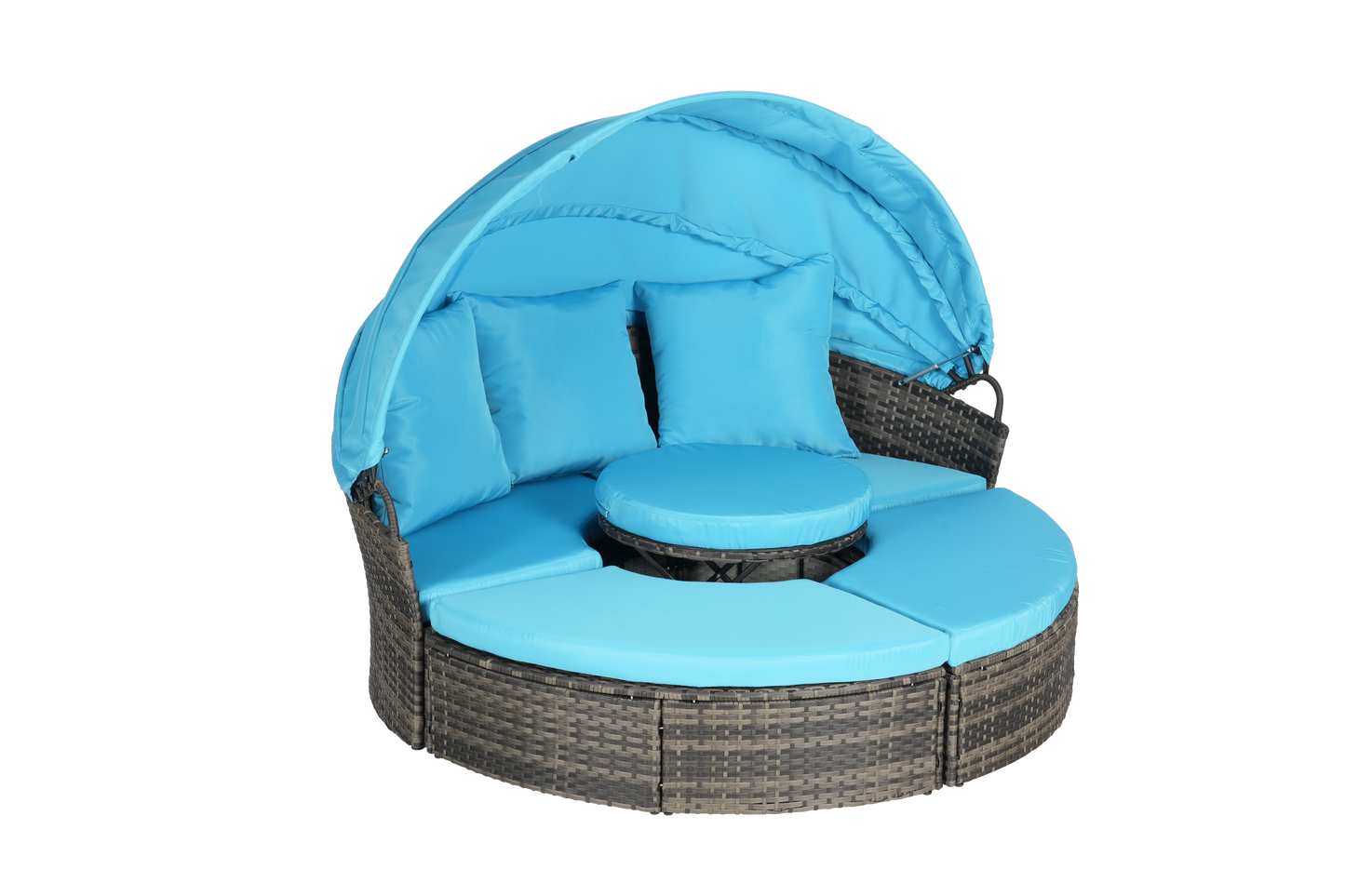 Chaise Lounge PE Rattan Canopy Light Blue 380 LB