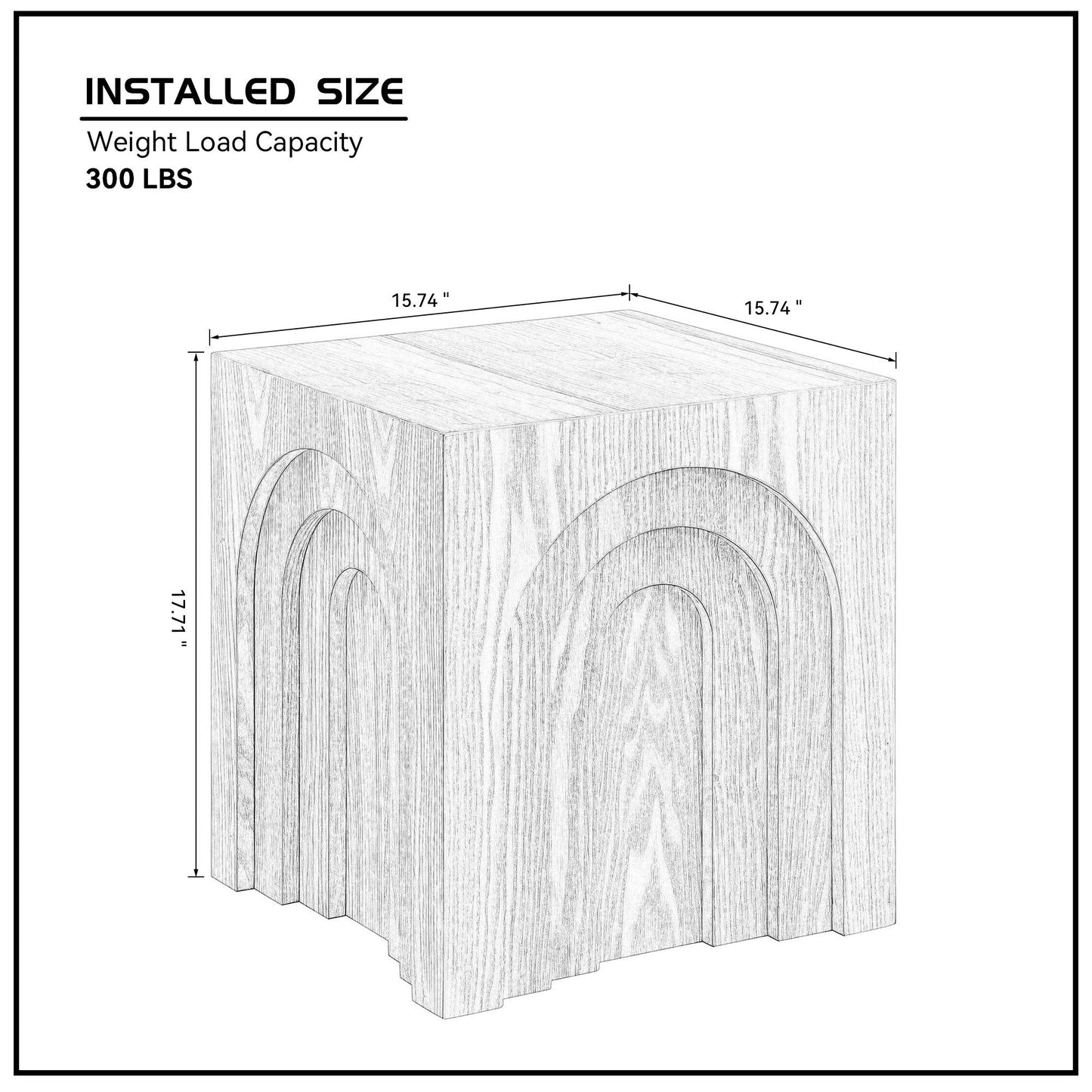 15.74 in Square Side Table, Coffee Table Accent, Living Room Bedroom, Black