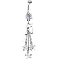 Clear CZ Music Note Star Dangle Belly Ring