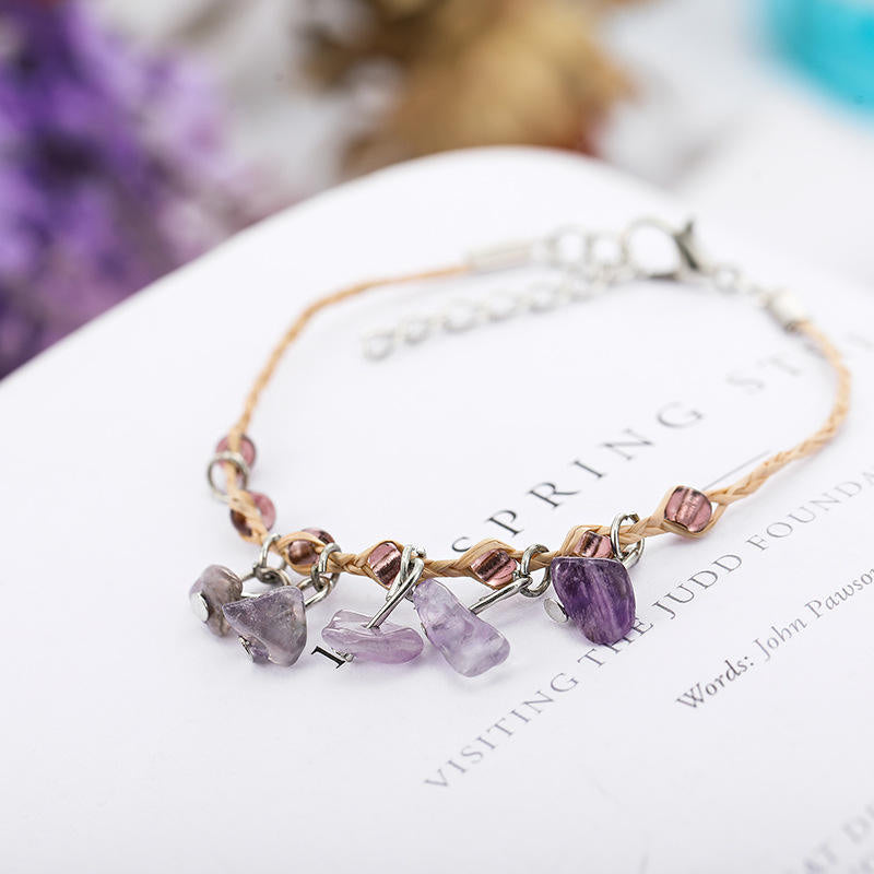 Raffia Pebble Bracelet, Hand-woven Bracelet, Raffia Anklet