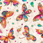 Fluttering Gardens Butterflies Oatmeal Cotton 44"/45" Fabric Per Yard