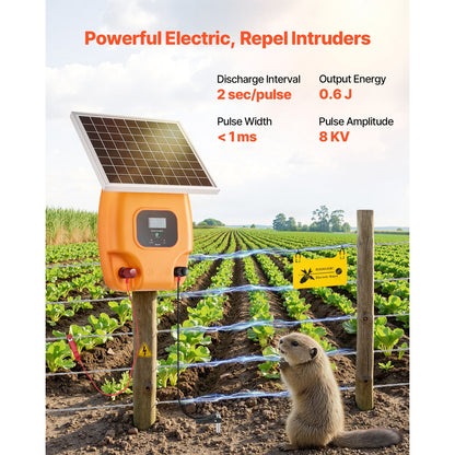 Solar Electric Fence Charger 0.3J 8kV for Livestock 1.86 Miles