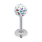16G Aurora Ferido Ball Labret Created with Crystals