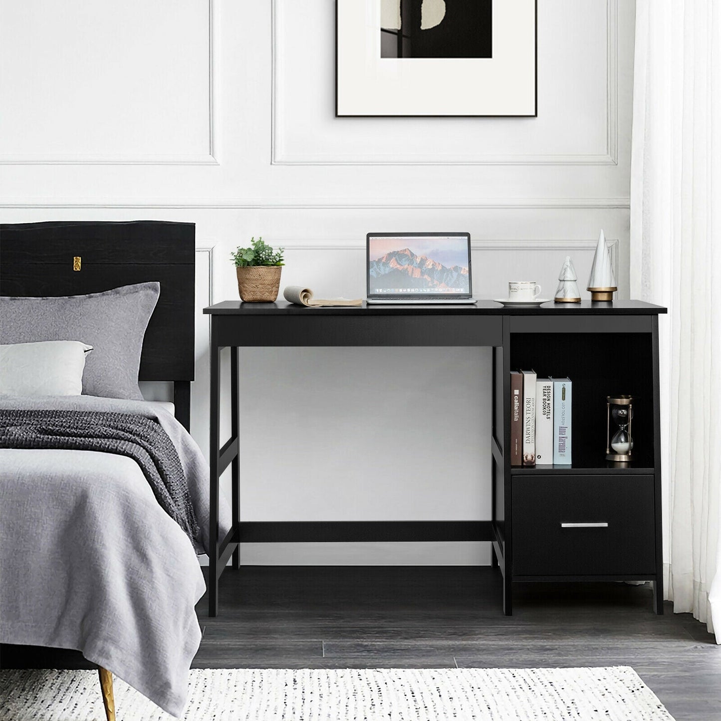 47.5 Inch Modern Home Computer Desk with 2 Storage Drawers