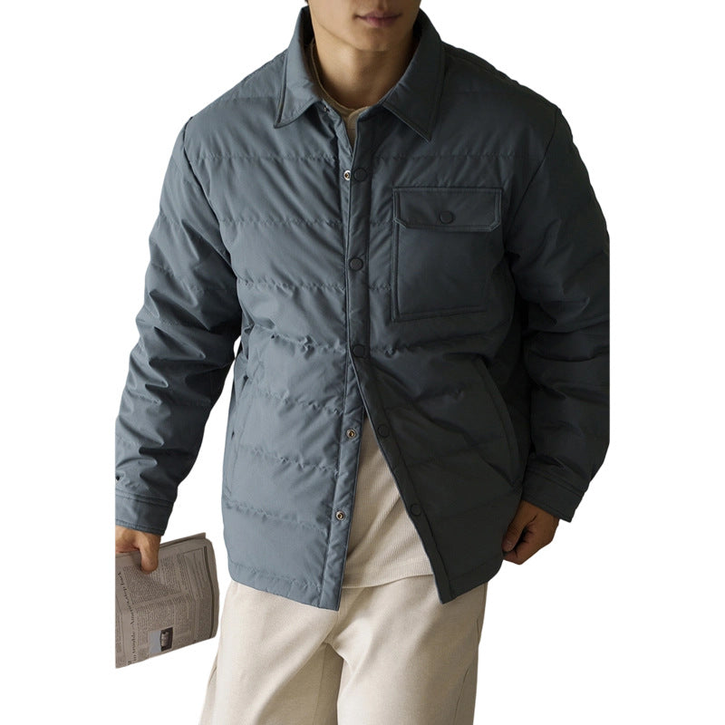 Windproof And Warm Short Puffer Jacket With A Baseball Collar For Men Thickened Outerwear